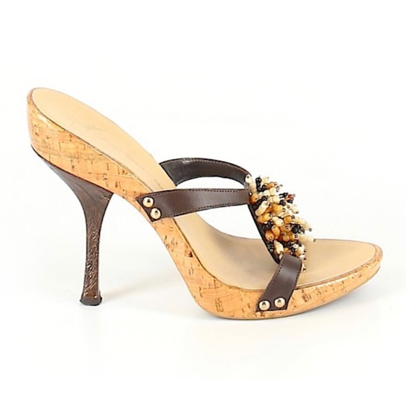 Giuseppe Zanotti Shoes - Giuseppe Zanotti ❂ Bead Mule Platform Heels ❂ Cork